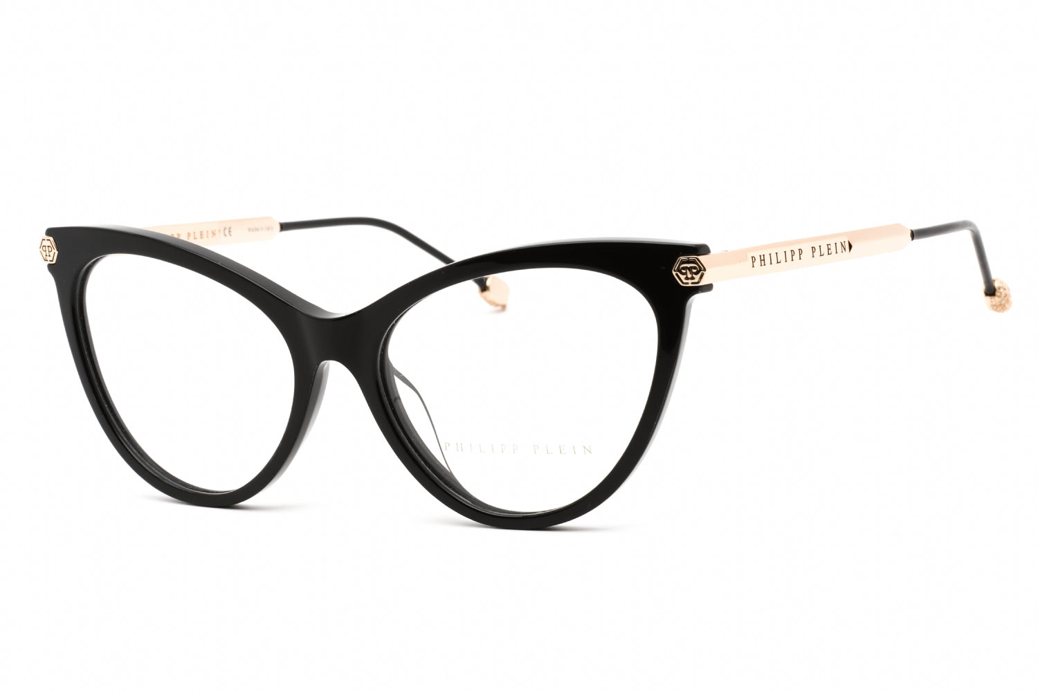 Philipp Plein VPP037S Cat Eye Acetate-Metal Eyeglasses — Black by Philipp Plein