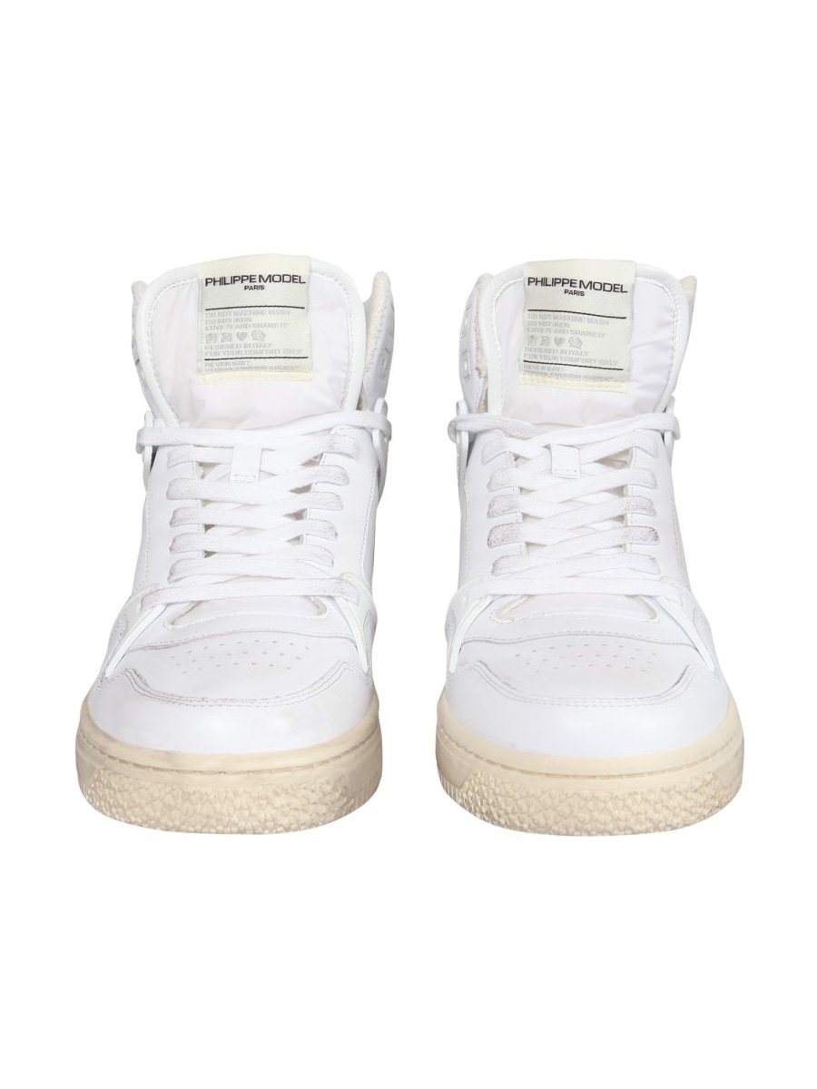 Philippe Model Paris White Leather High-Top Sneaker — White by Philippe Model Paris