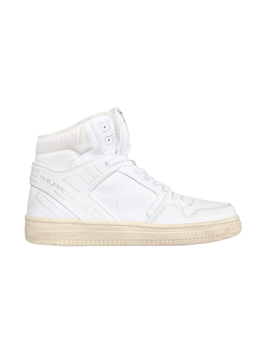 Philippe Model Paris White Leather High-Top Sneaker — White, view 2