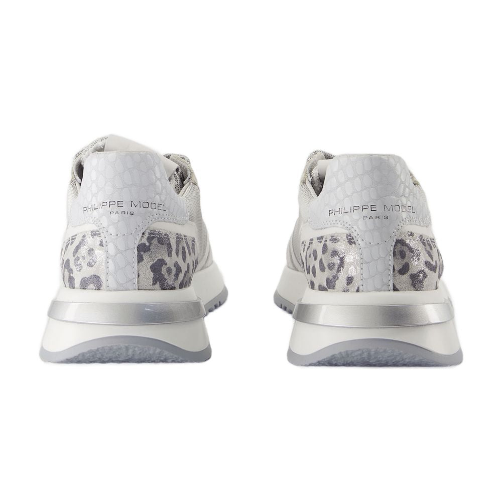Philippe Model Canvas Animal-Print Low-Top Sneaker — White by Philippe Model