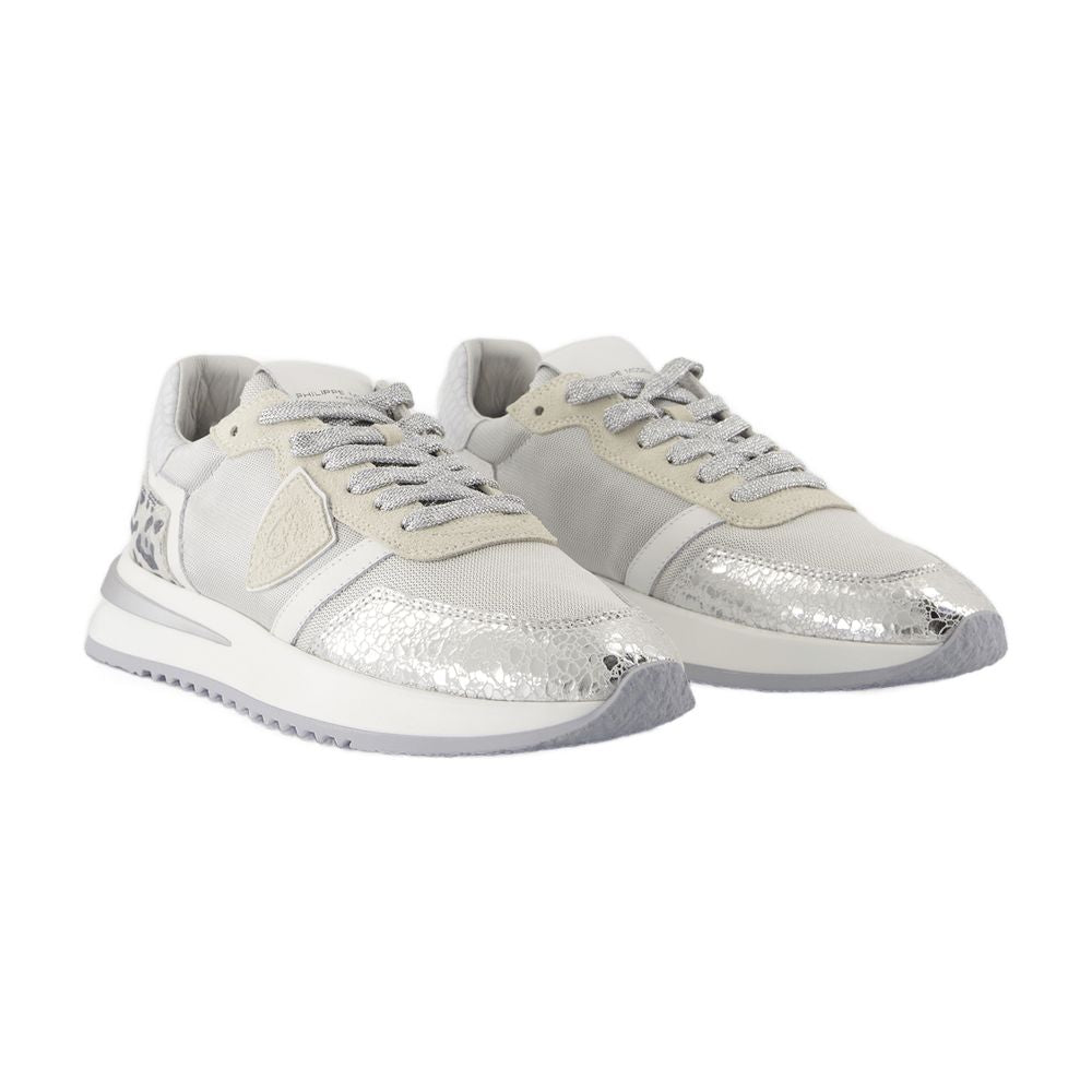 Philippe Model Canvas Animal-Print Low-Top Sneaker — White, view 3