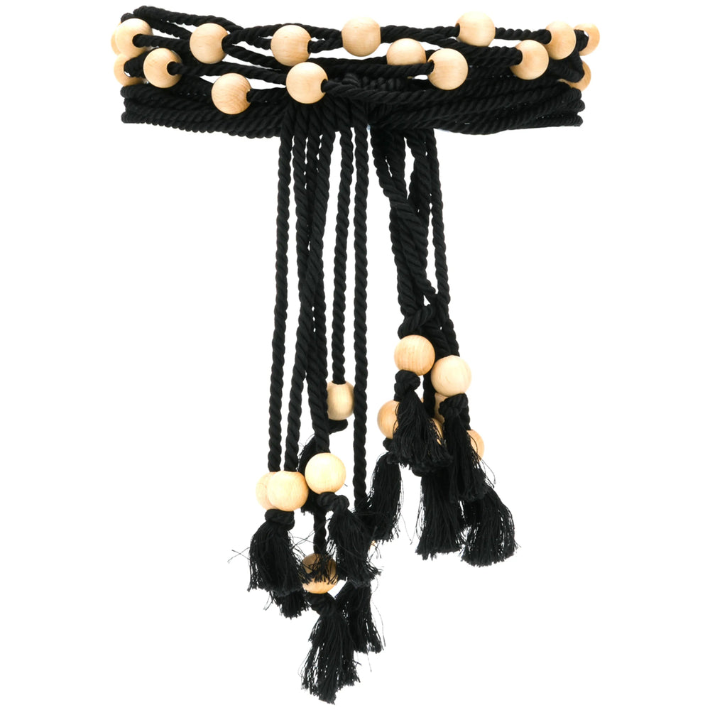 Philosophy Di Lorenzo Serafini Beaded Rope Cotton Belt — Black by Philosophy Di Lorenzo Serafini