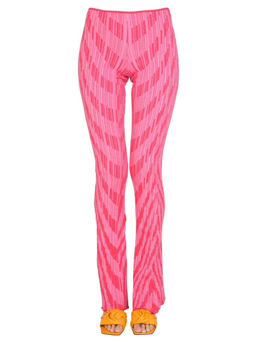 Philosophy Di Lorenzo Serafini Striped Viscose Trousers — Pink, view 2