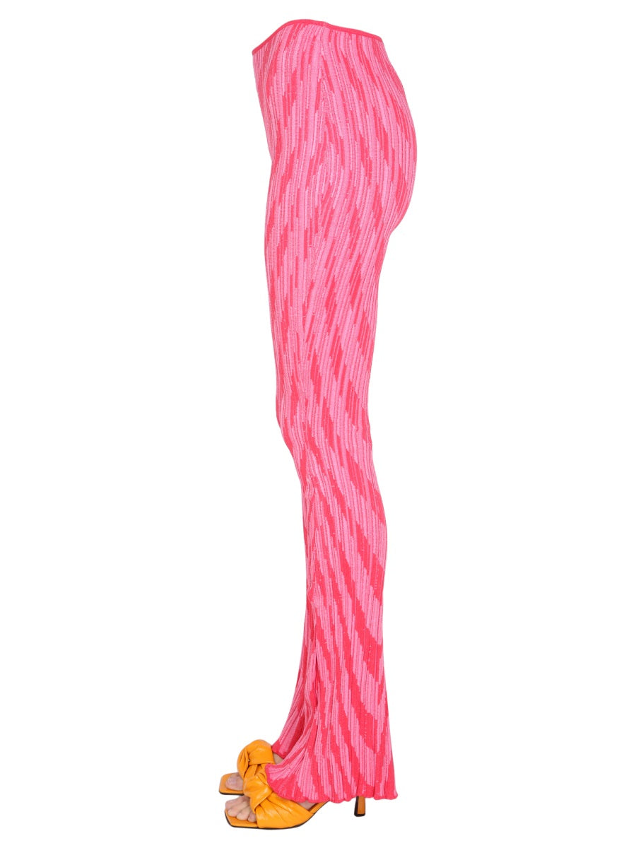 Philosophy Di Lorenzo Serafini Striped Viscose Trousers — Pink, view 3