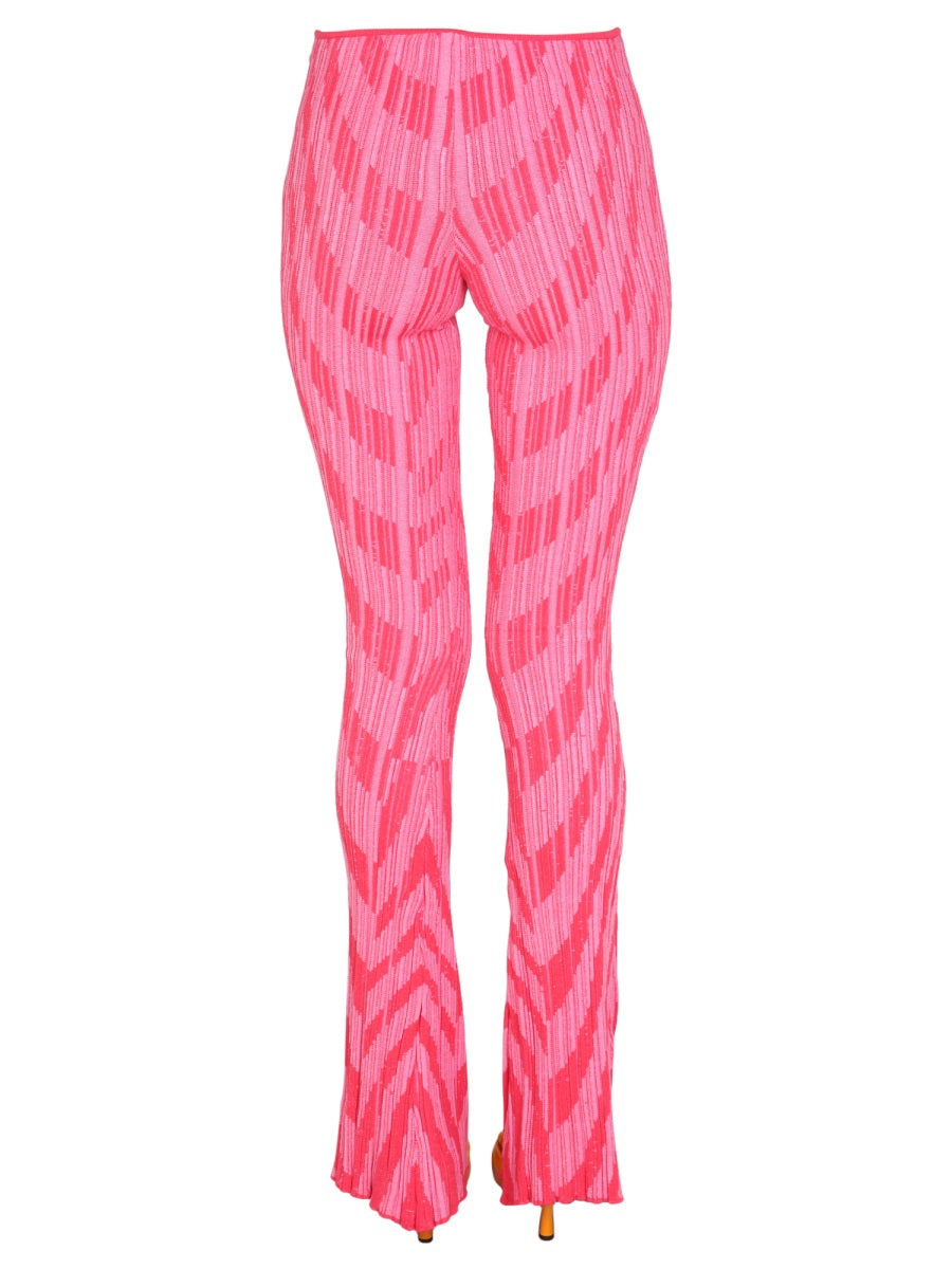 Philosophy Di Lorenzo Serafini Striped Viscose Trousers — Pink, view 4