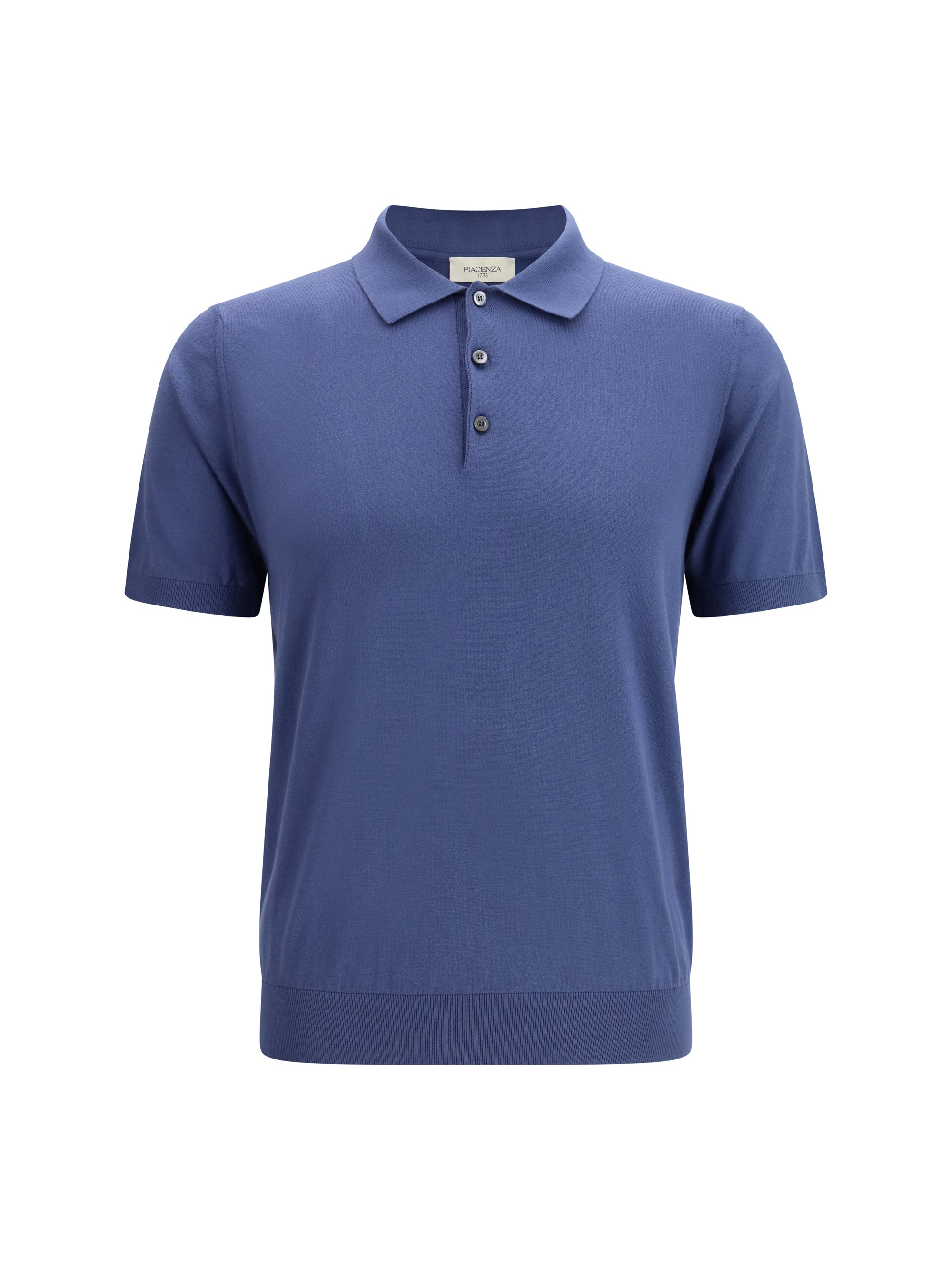 Piacenza Cashmere Cotton Classic Collar Polo — Blue by Piacenza Cashmere