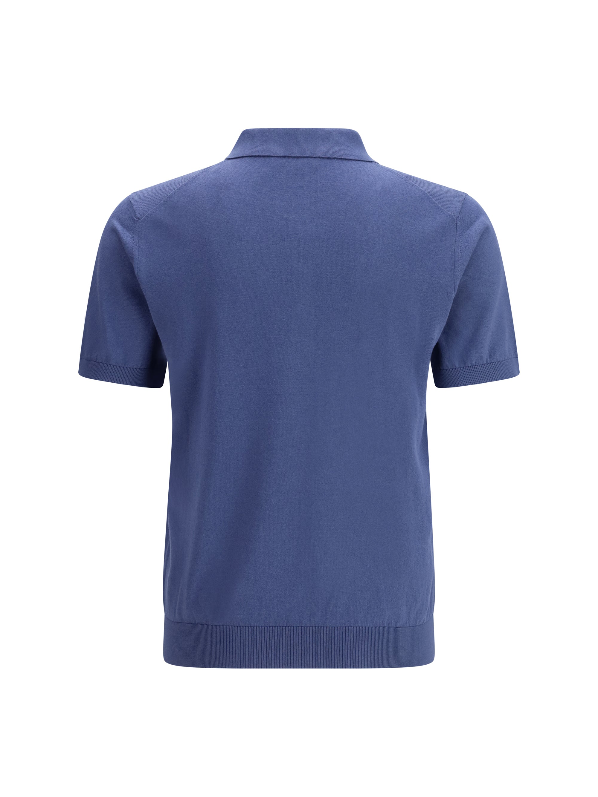 Piacenza Cashmere Cotton Classic Collar Polo — Blue, view 2