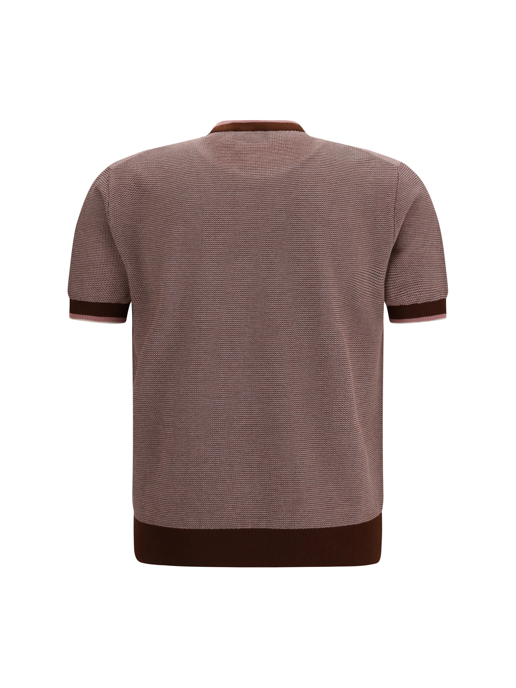Piacenza Cashmere Textured Cotton Polo — Brown, view 2