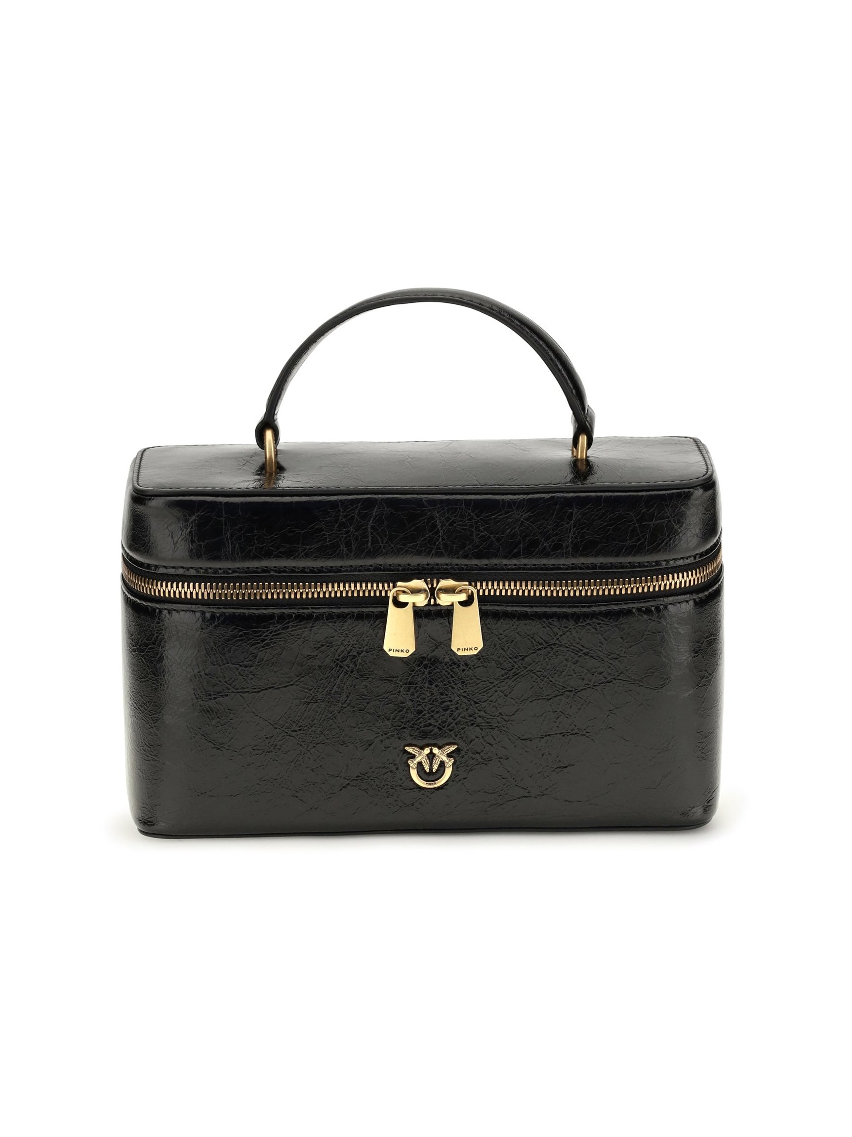 Pinko Calf Leather Beauty Case — Black by Pinko