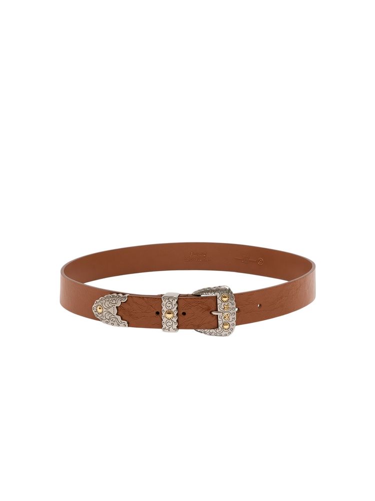 Pinko Ornate-Buckle Calf Leather Belt — Brown by Pinko