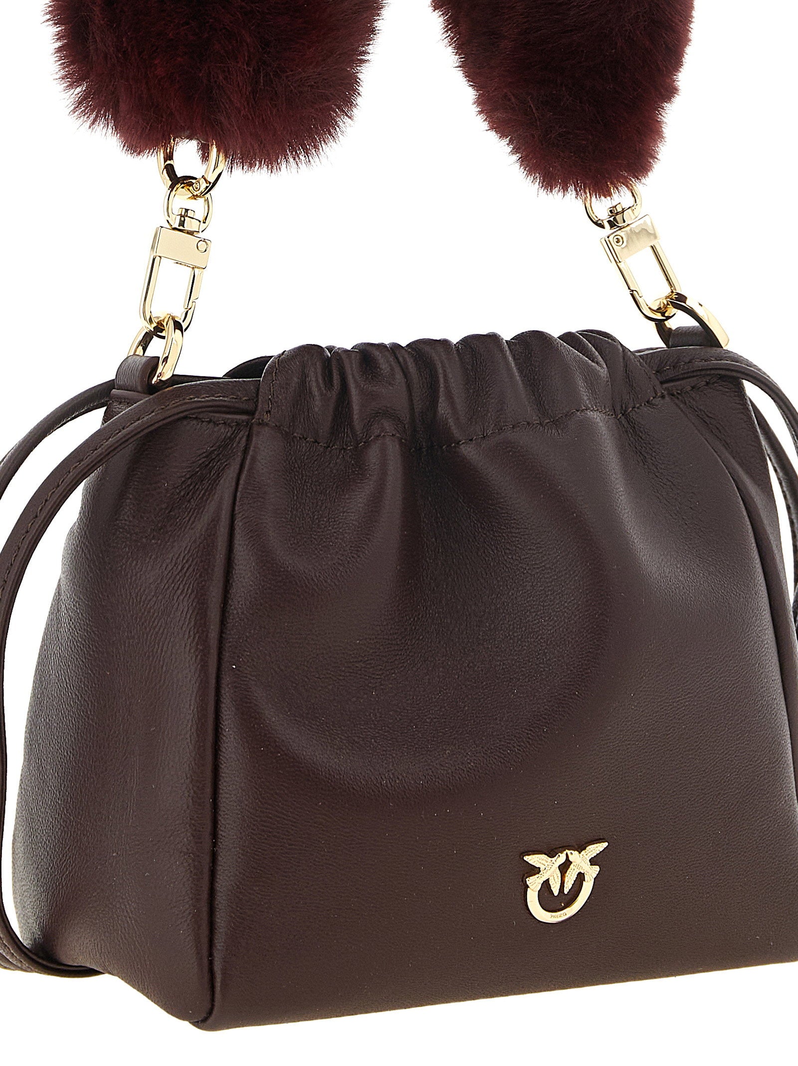 Pinko Nappa Leather Bucket Bag — Black, view 3