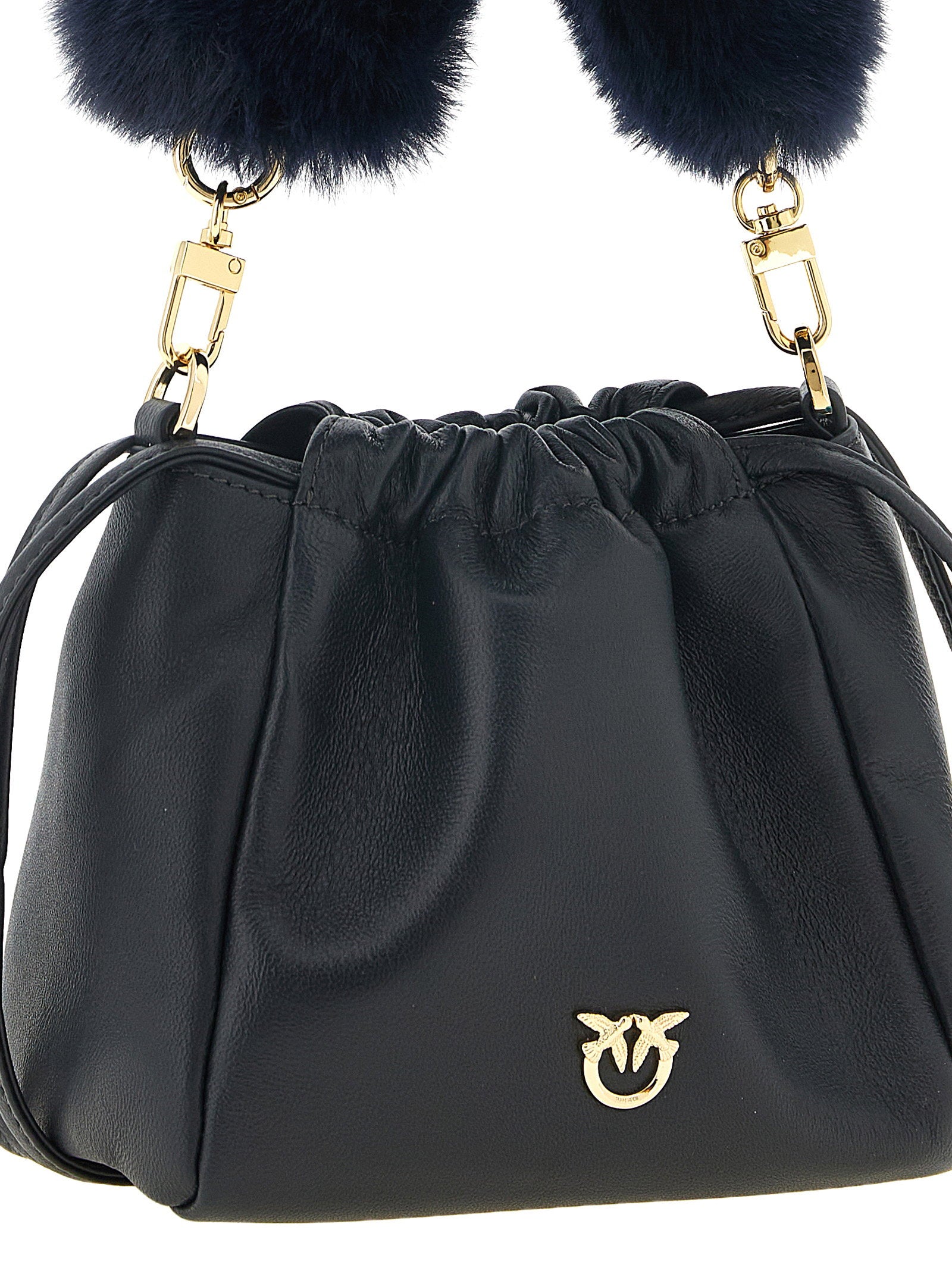 Pinko Nappa Leather Bucket Bag — Black, view 3