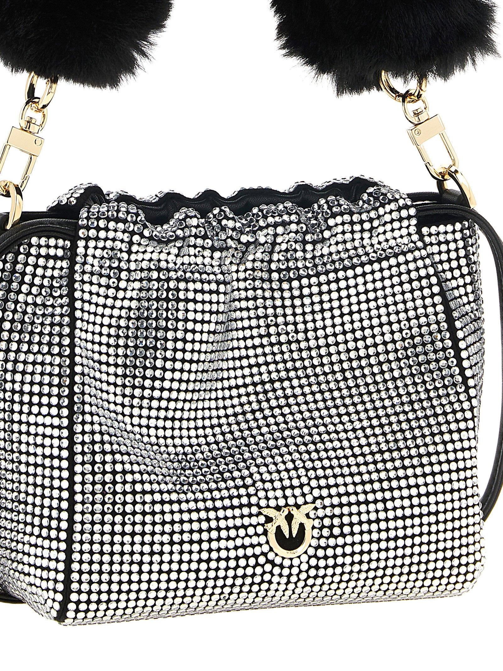 Pinko Fabric Bucket Bag — Black, view 3