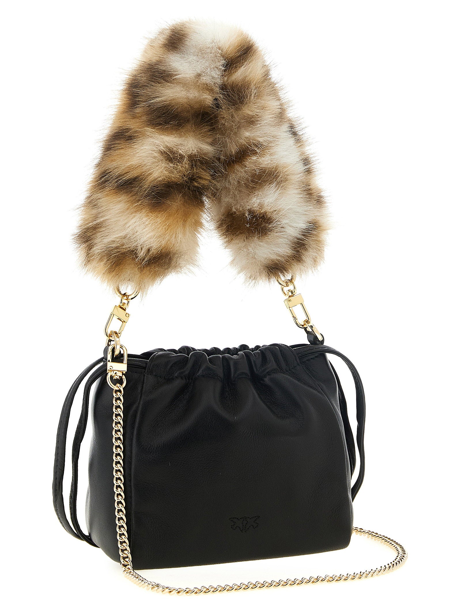 Pinko Nappa Leather Bucket Bag — Black, view 2