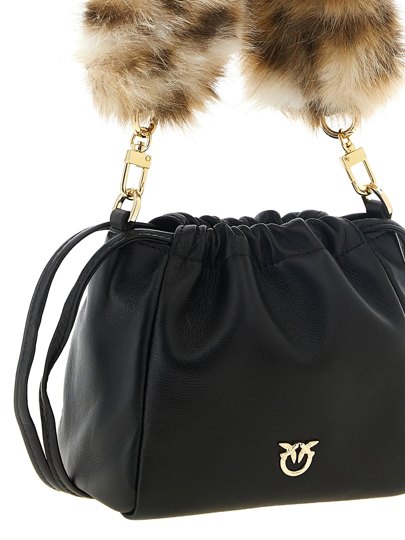 Pinko Nappa Leather Bucket Bag — Black, view 3
