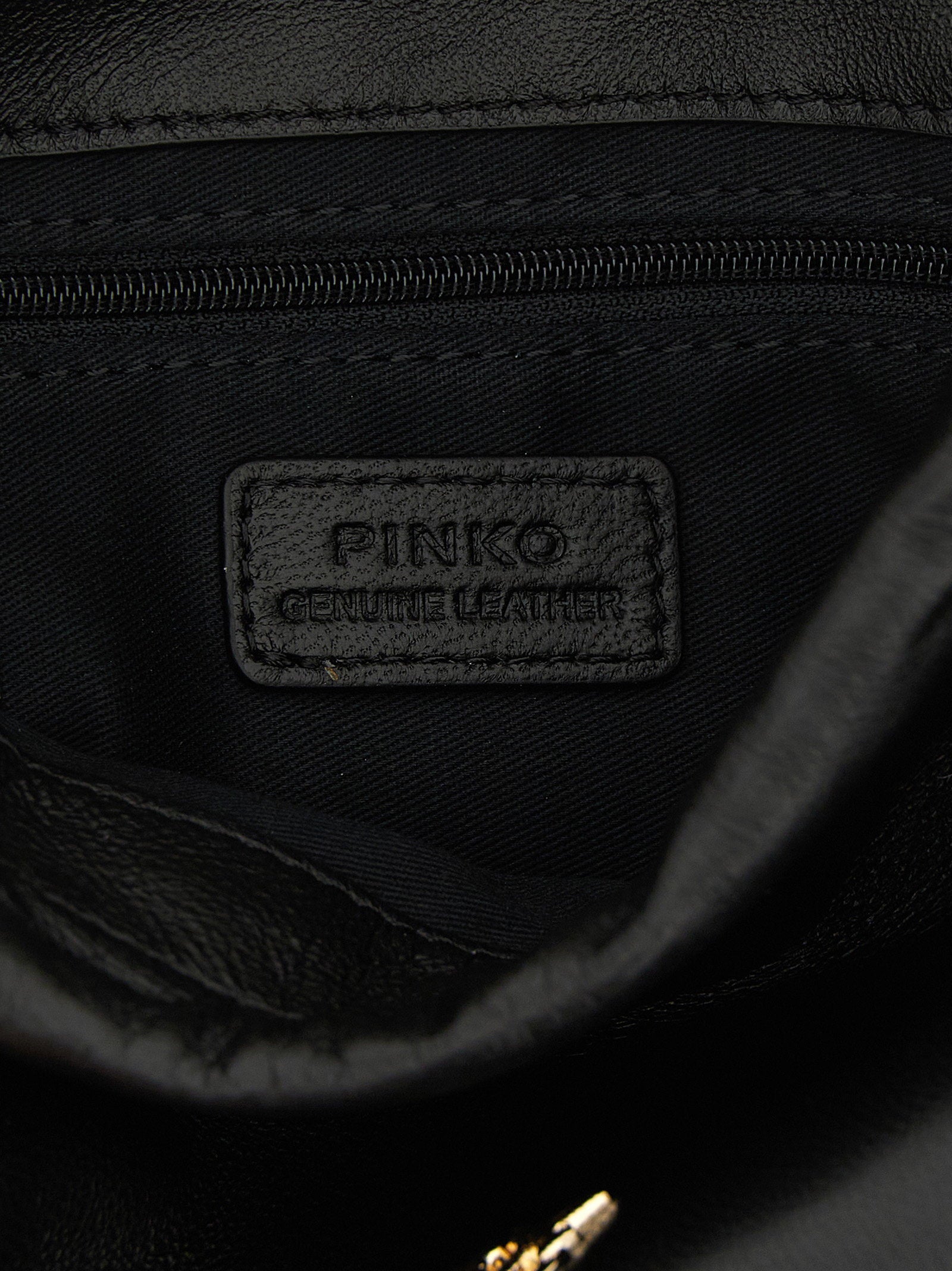 Pinko Nappa Leather Bucket Bag — Black, view 4