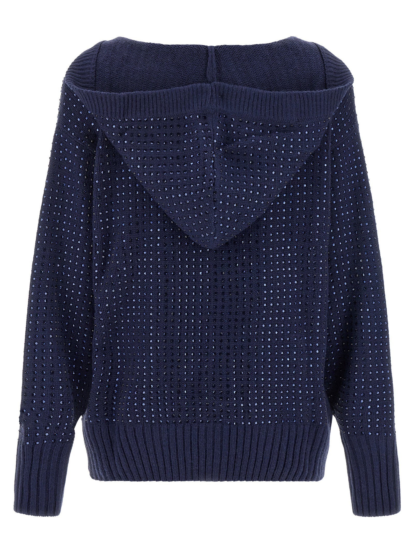 Pinko Rhinestone-Embellished Hood Cardigan — Navy, view 2