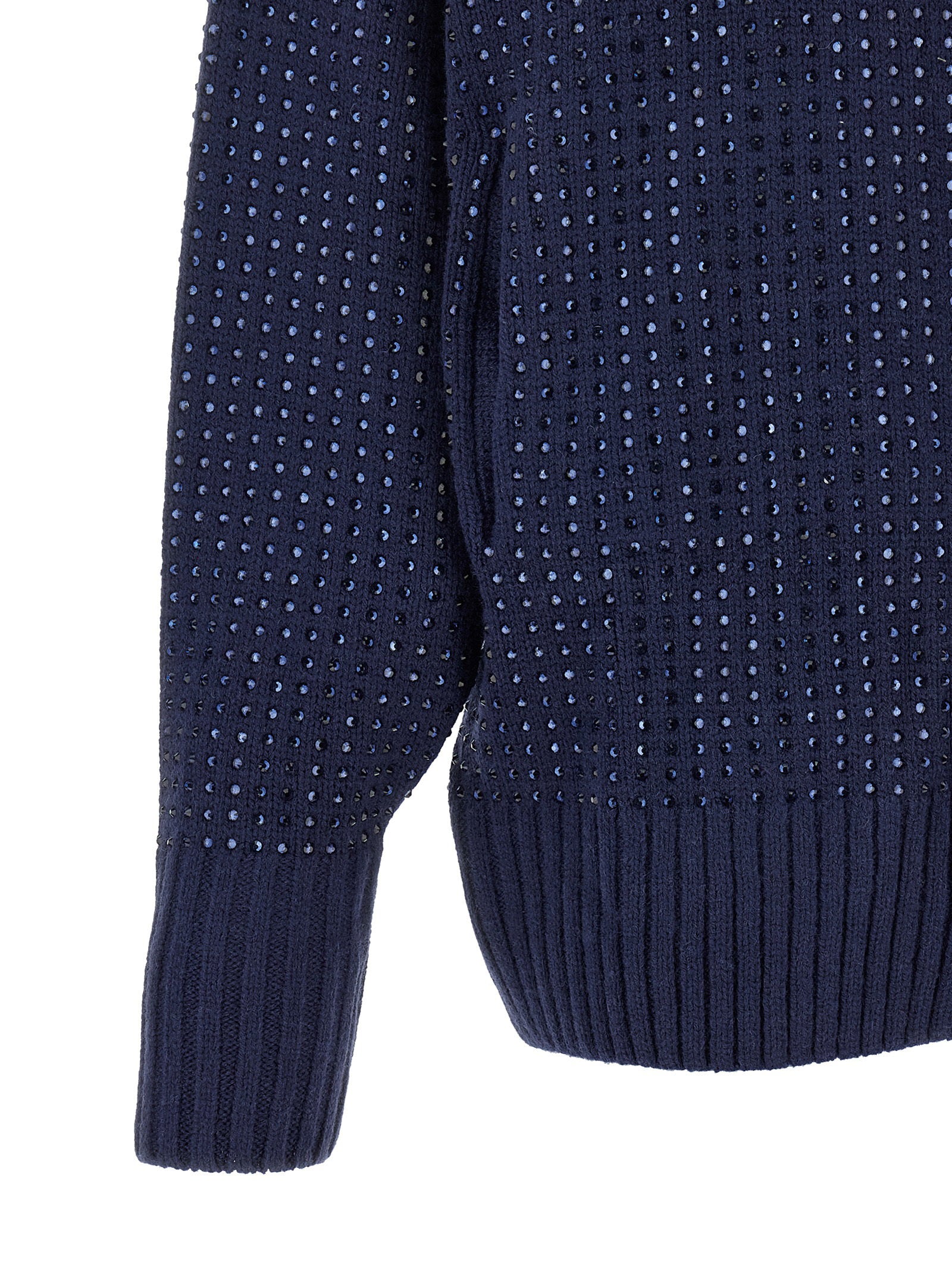 Pinko Rhinestone-Embellished Hood Cardigan — Navy, view 4