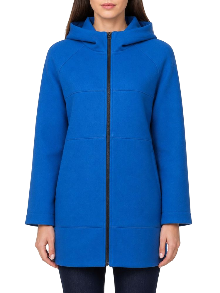 Pinko Cotton Hooded Coat — Blue, view 2