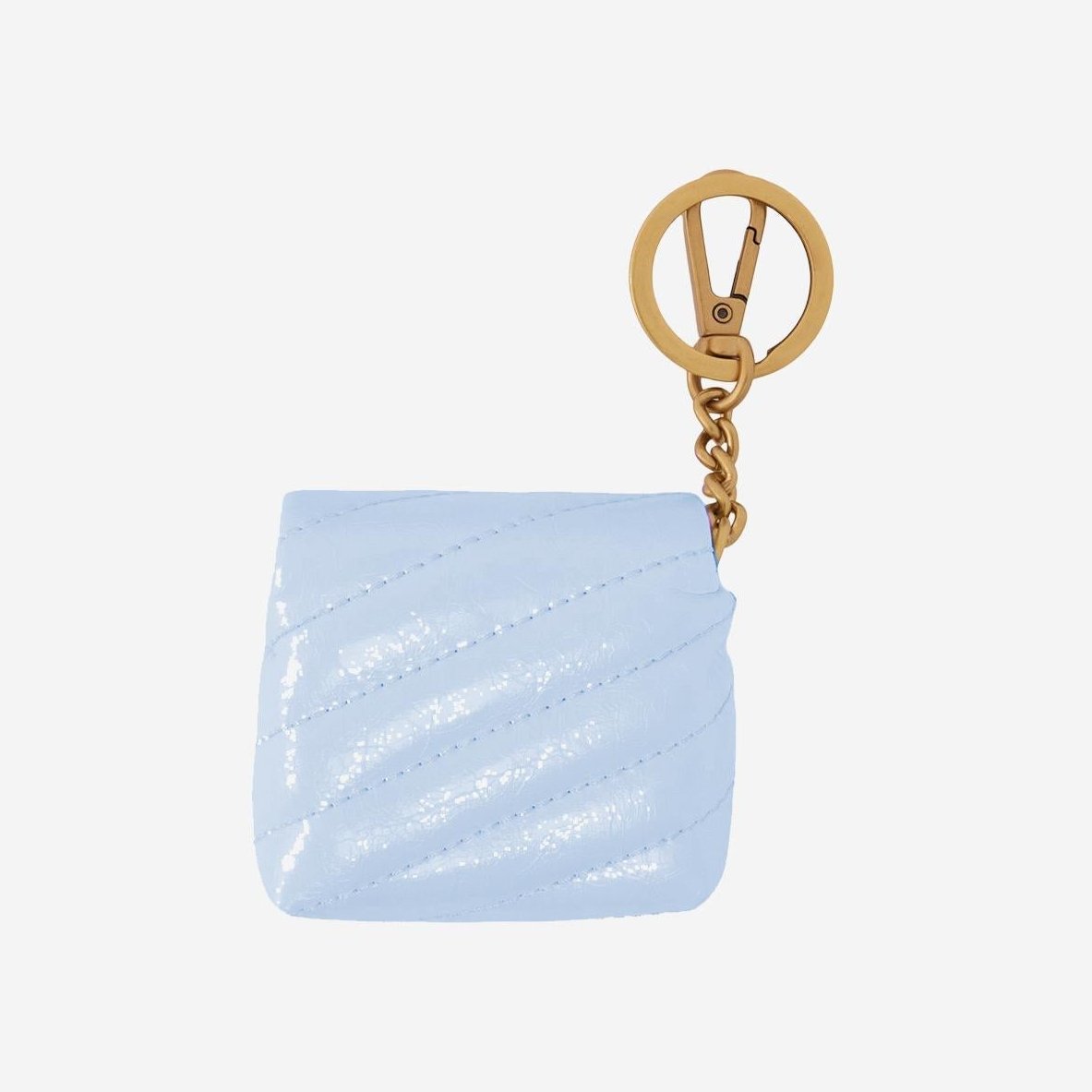Pinko Love Birds Diamond Cut Quilted Leather Coin Purse — Blue, view 2