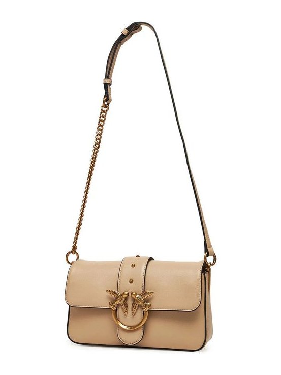 Pinko Calfskin Leather Crossbody Bag — Beige, view 2