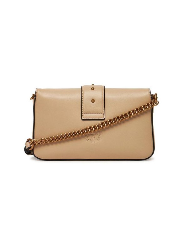 Pinko Calfskin Leather Crossbody Bag — Beige, view 3
