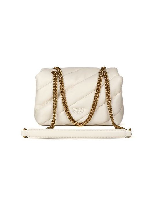 Pinko Nappa Leather Crossbody Bag — White, view 3