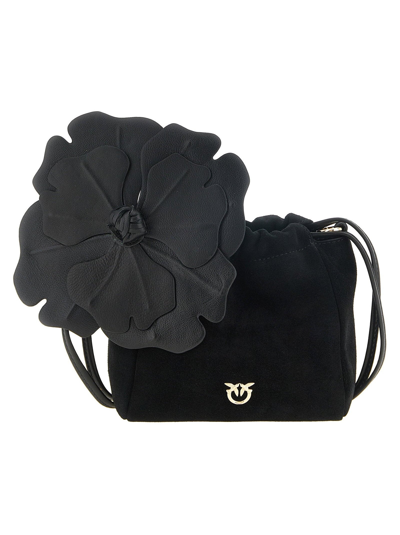 Pinko Flower Suede Clutch — Black by Pinko
