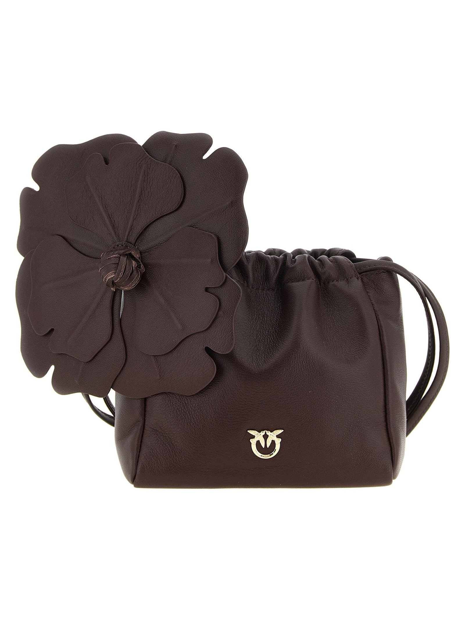 Pinko Flower Leather Clutch — Brown by Pinko