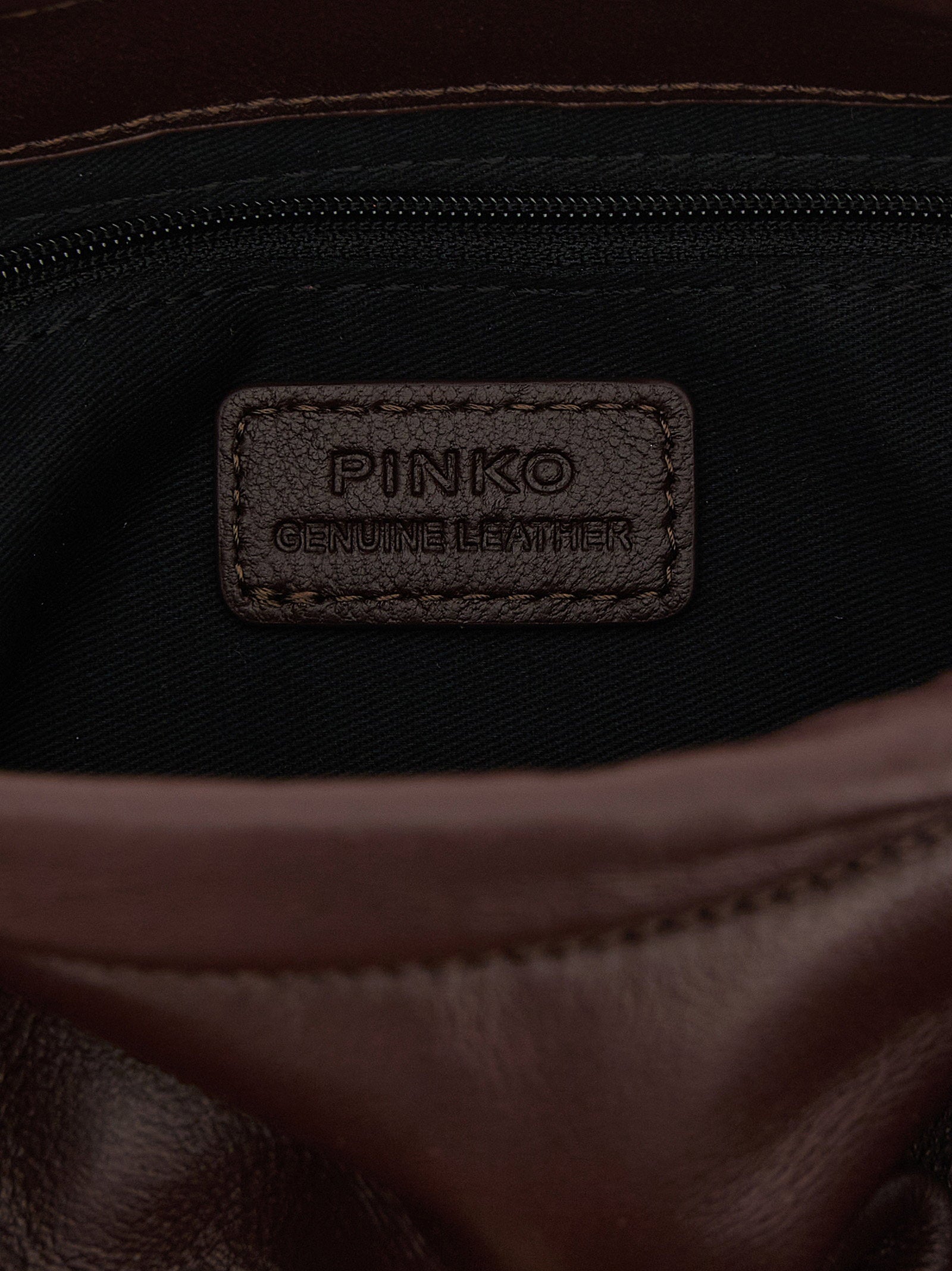 Pinko Flower Leather Clutch — Brown, view 4