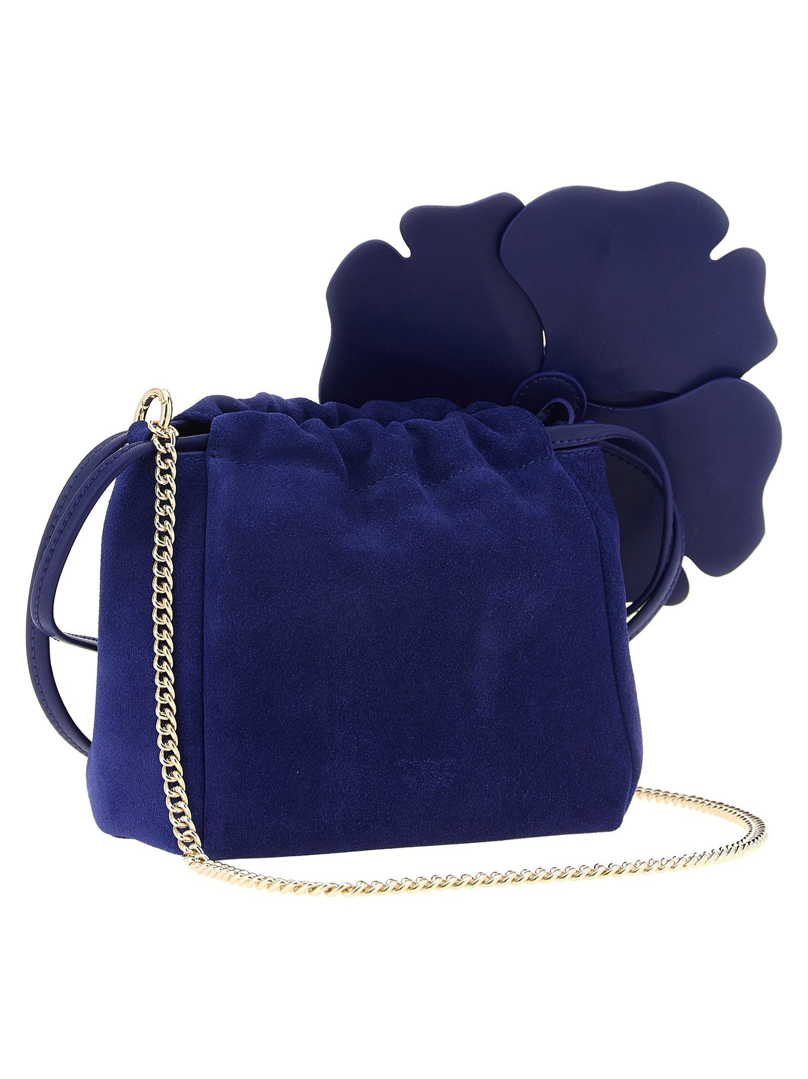 Pinko Flower Suede Pouch — Cobalt Blue, view 2