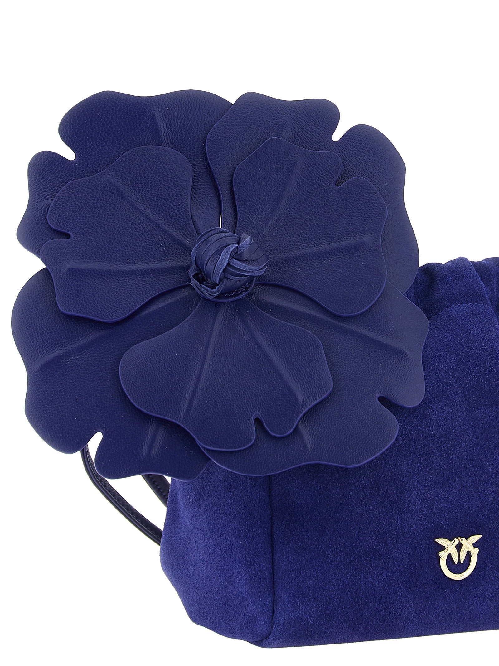 Pinko Flower Suede Pouch — Cobalt Blue, view 3