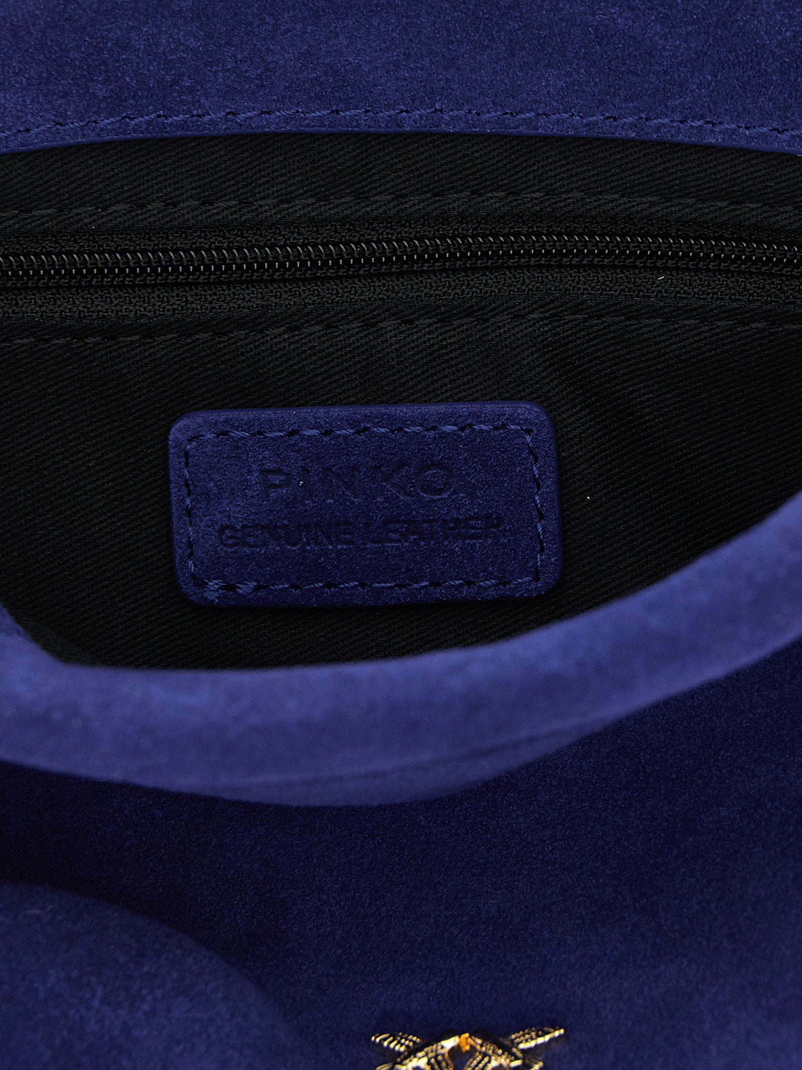 Pinko Flower Suede Pouch — Cobalt Blue, view 4