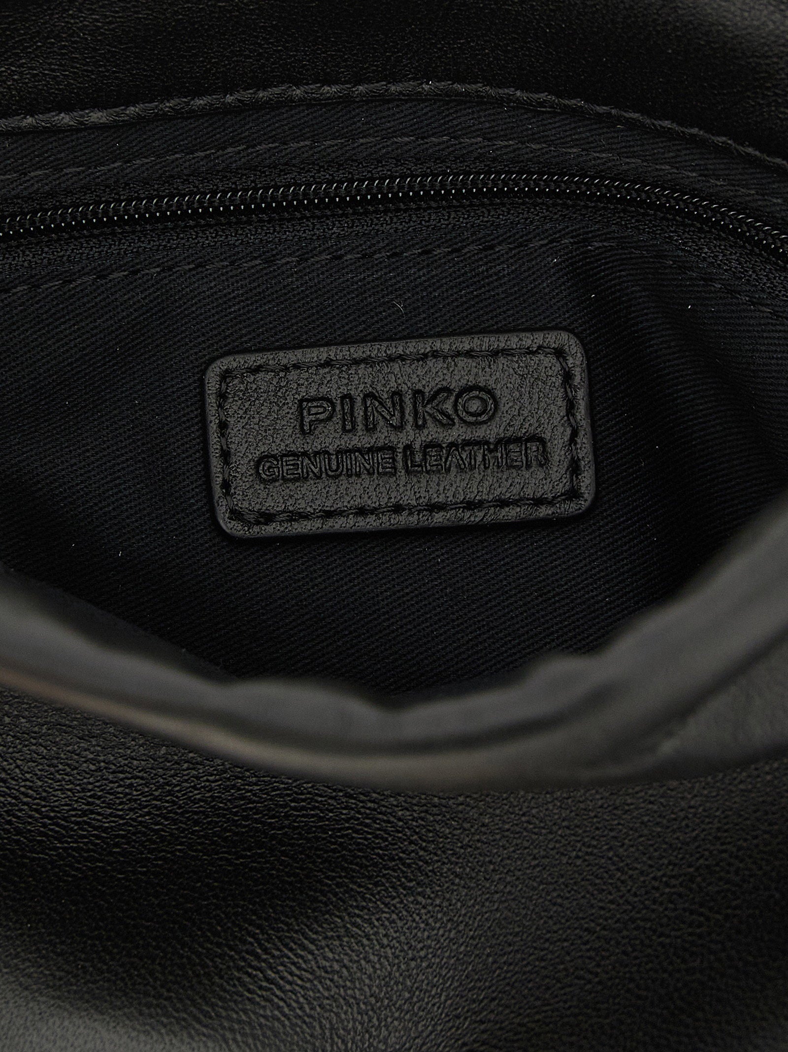 Pinko Flower Nappa Leather Shoulder Bag — Black, view 4