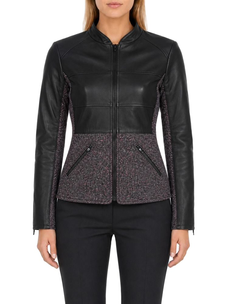Pinko Mixed-Material Jacket — Black, view 2