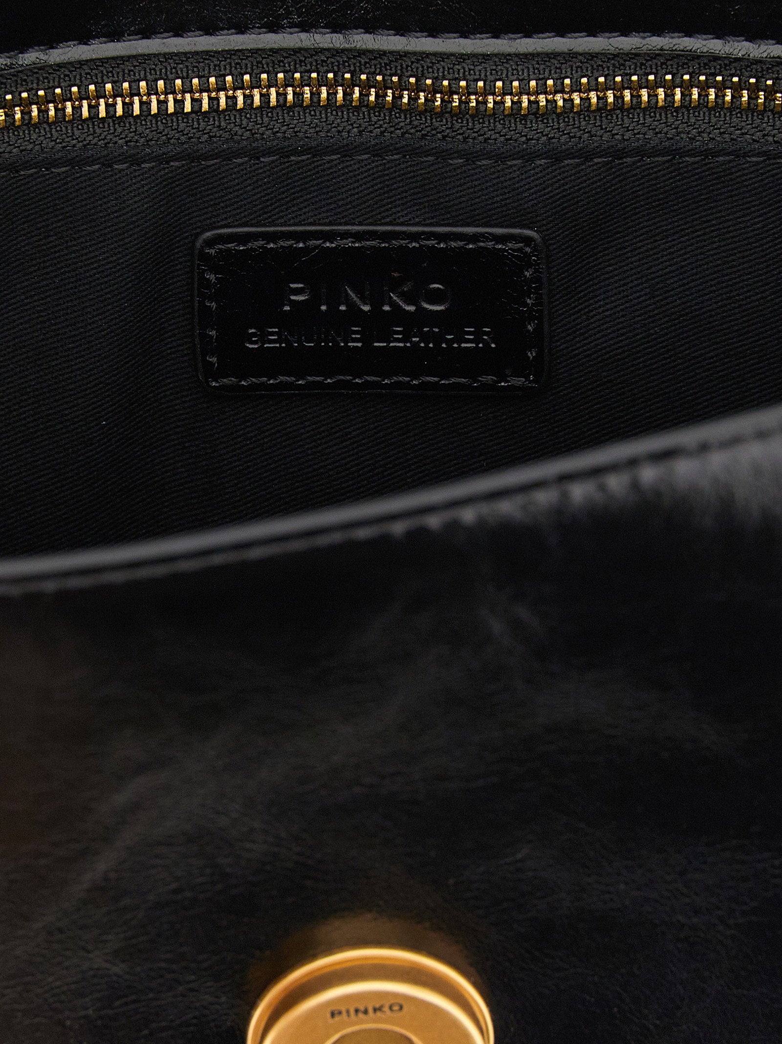 Pinko Love One Mini Calfskin Leather Crossbody Bag — Black, view 4