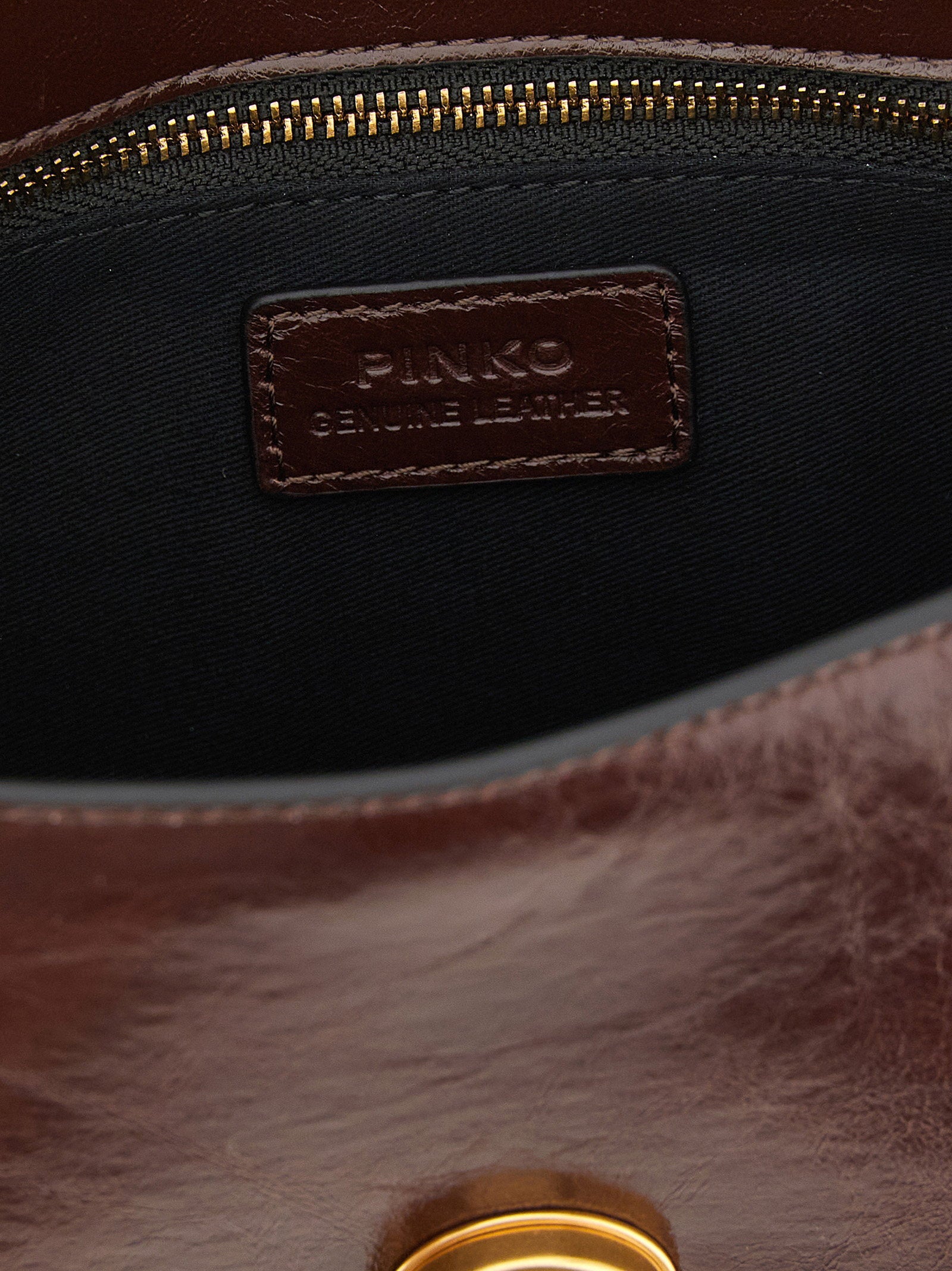 Pinko Love One Calfskin Leather Shoulder Bag — Burgundy, view 4