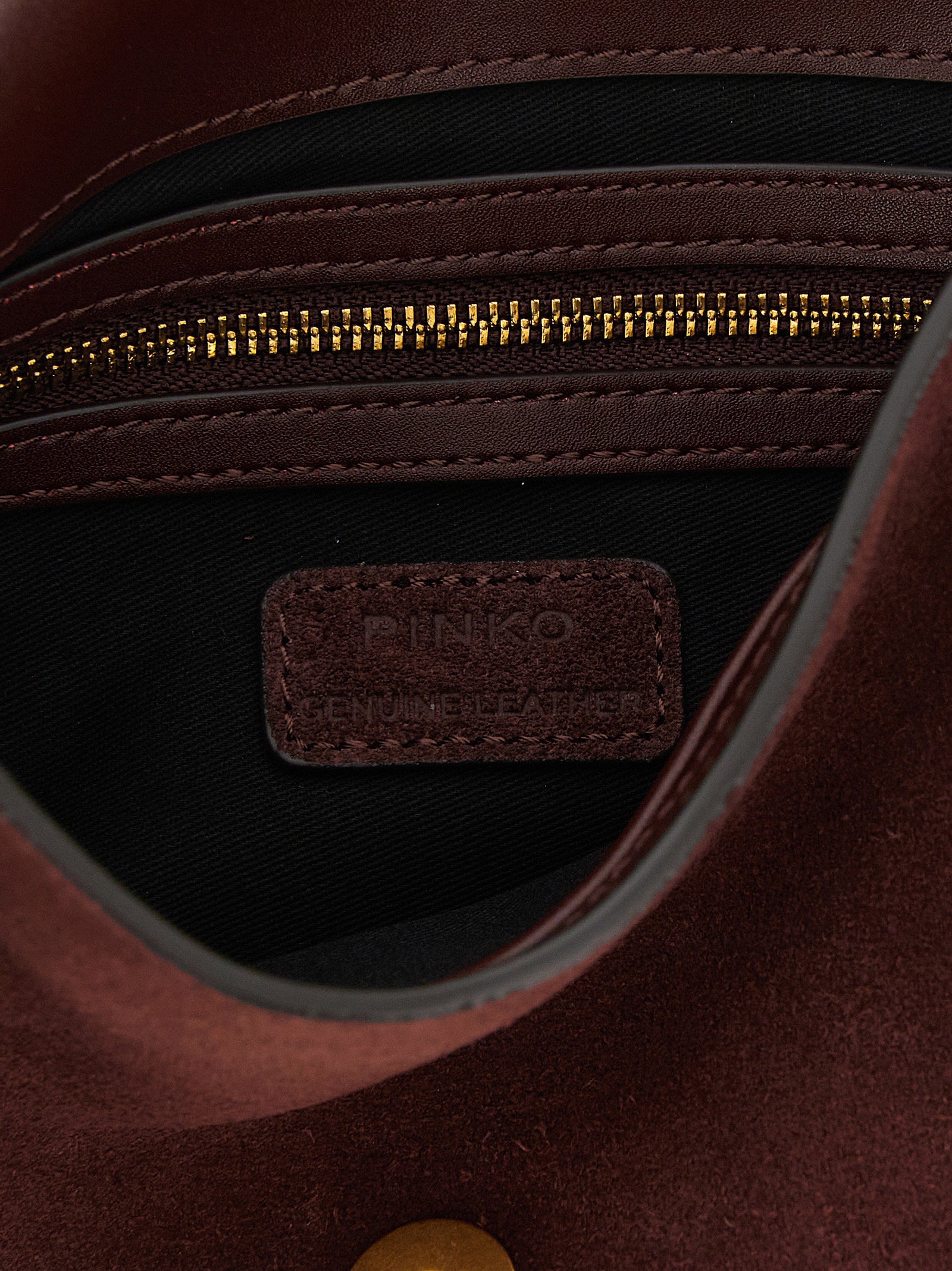 Pinko Love Satchel Suede Crossbody Bag — Burgundy, view 4