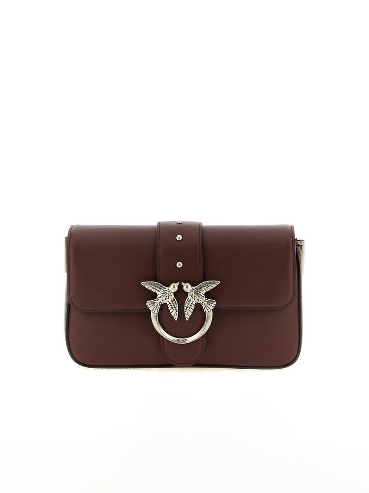 Pinko Leather Shoulder Bag — Bordeaux by Pinko