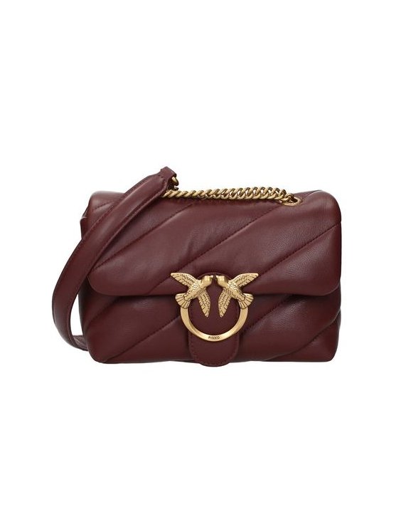 Pinko Lambskin Leather Shoulder Bag — Burgundy by Pinko