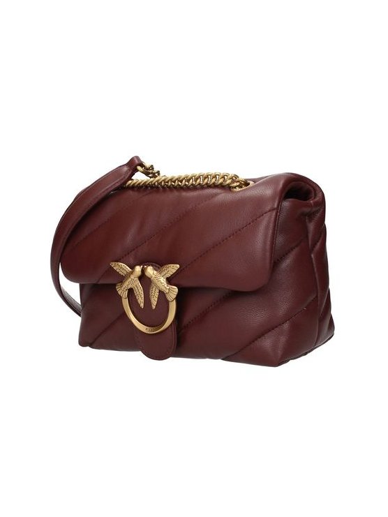 Pinko Lambskin Leather Shoulder Bag — Burgundy, view 2