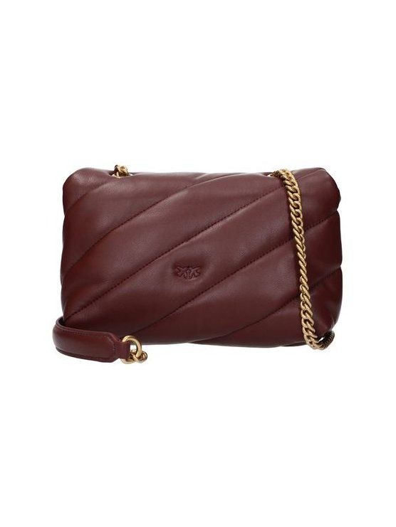 Pinko Lambskin Leather Shoulder Bag — Burgundy, view 3
