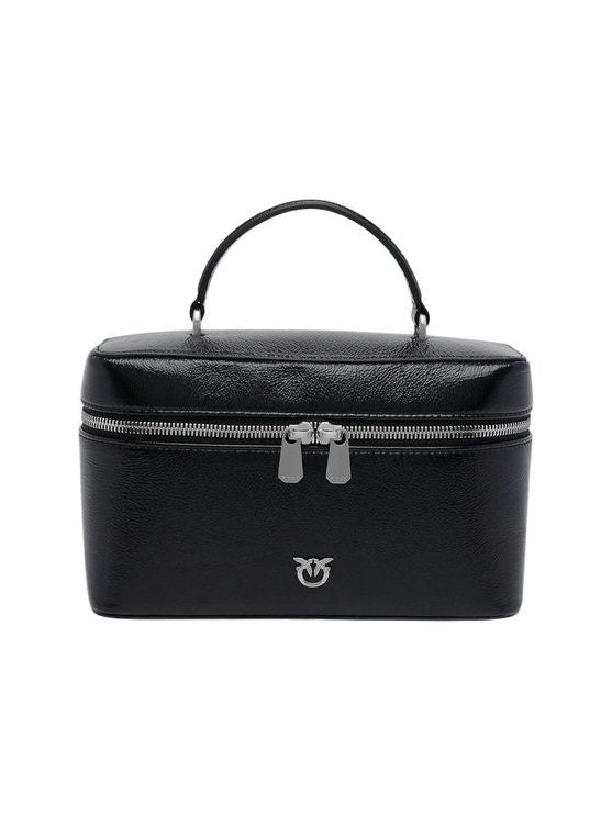 Pinko Calfskin Leather Top Handle Bag — Black by Pinko