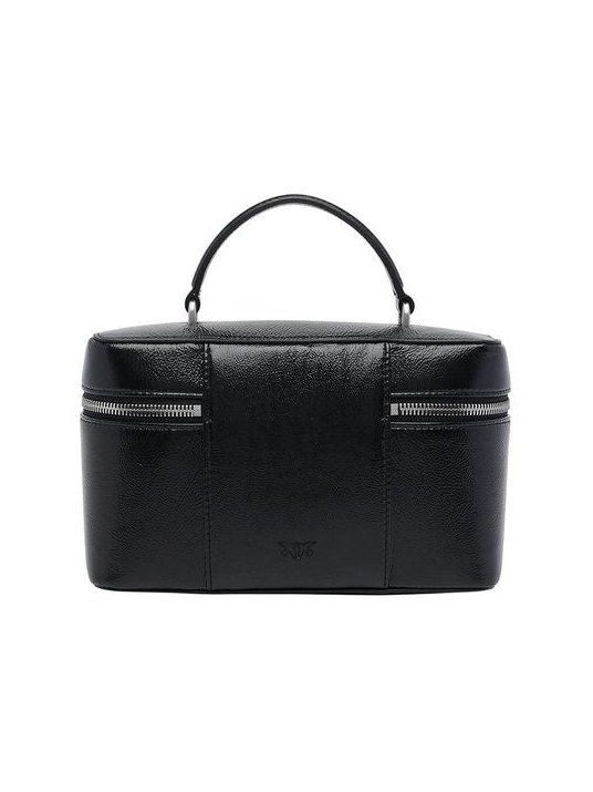 Pinko Calfskin Leather Top Handle Bag — Black, view 3