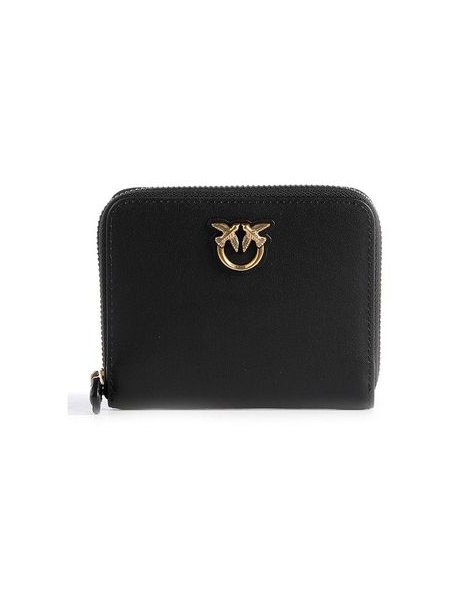 Pinko Sheep Leather Zip Around Wallet — Black by Pinko