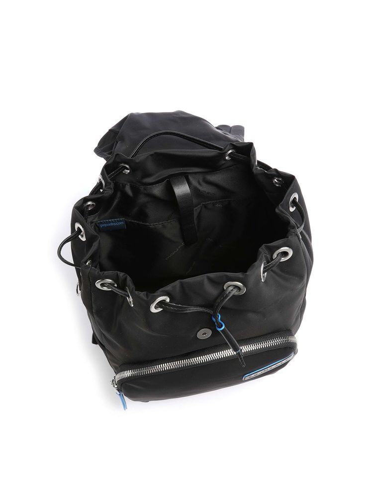 Piquadro Quilted Recycled Nylon Backpack — Black, view 3