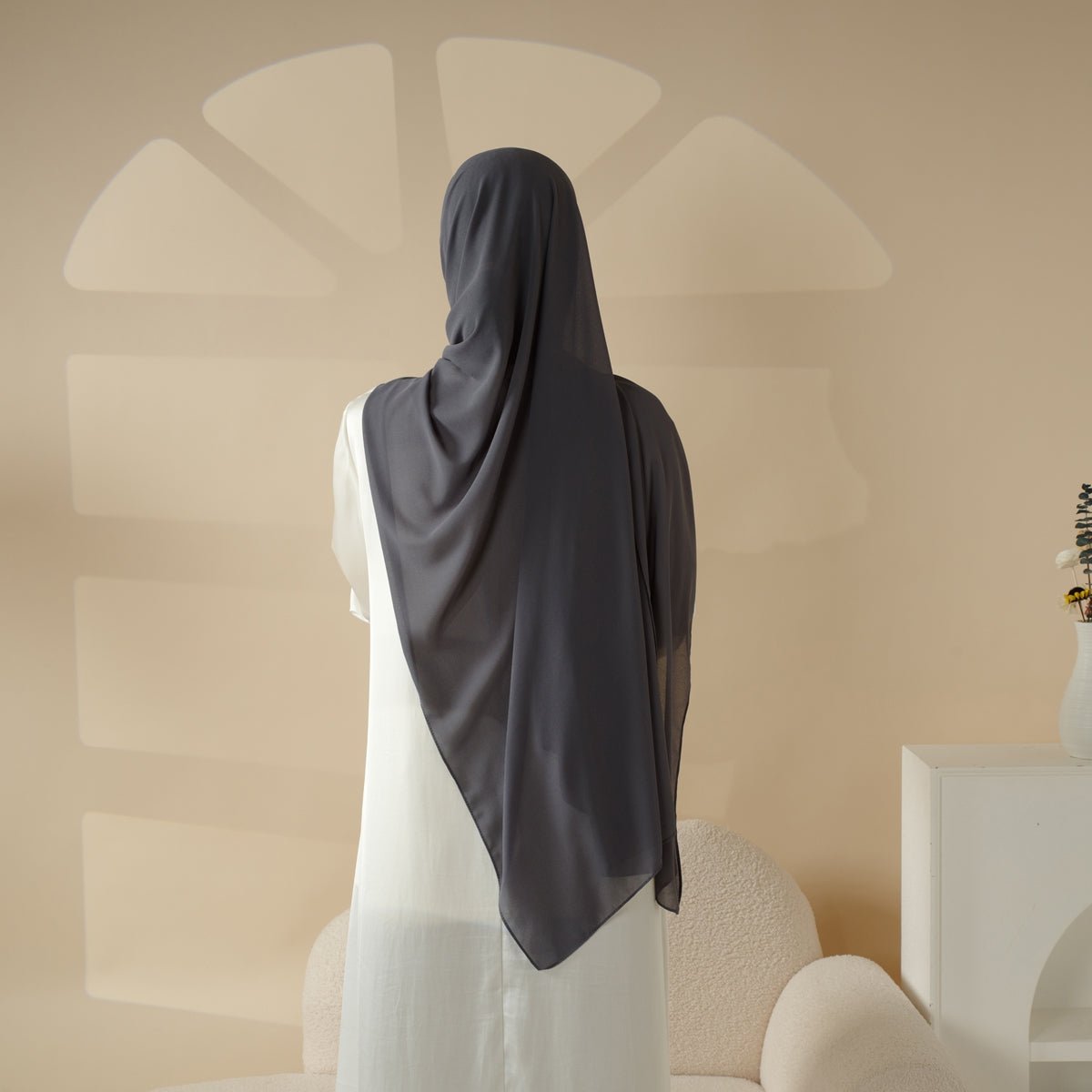Plain Chiffon Shawl, Extra Fine Chiffon Hijab (MH067), view 4