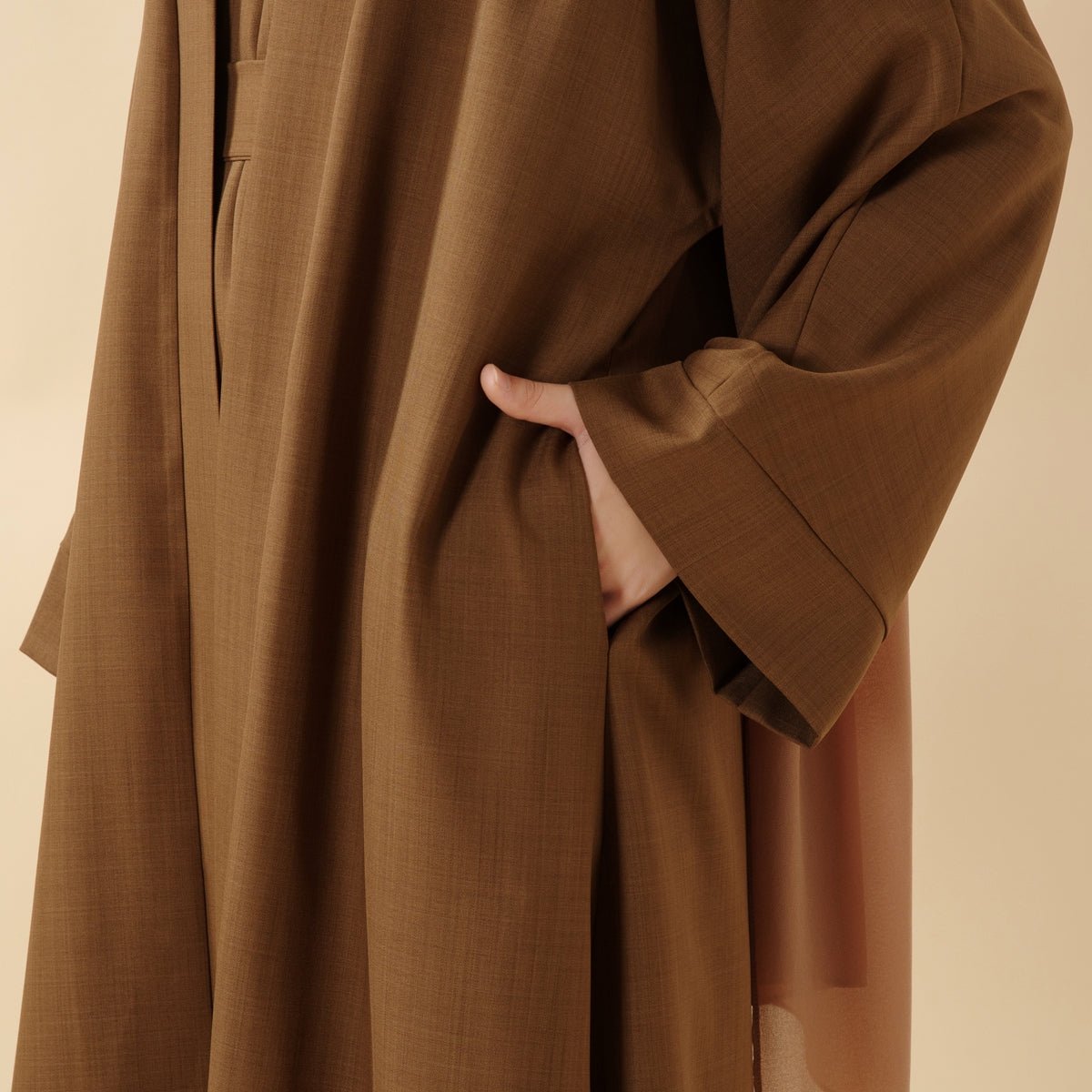 Plain Linen Abaya 3-Piece Set (MOA016), view 3