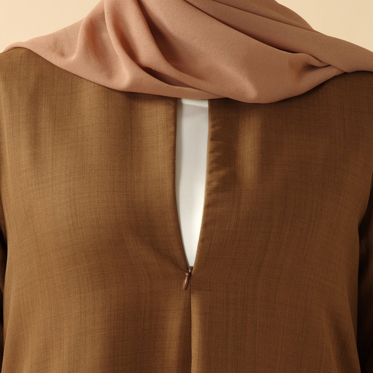 Plain Linen Abaya 3-Piece Set (MOA016), view 4