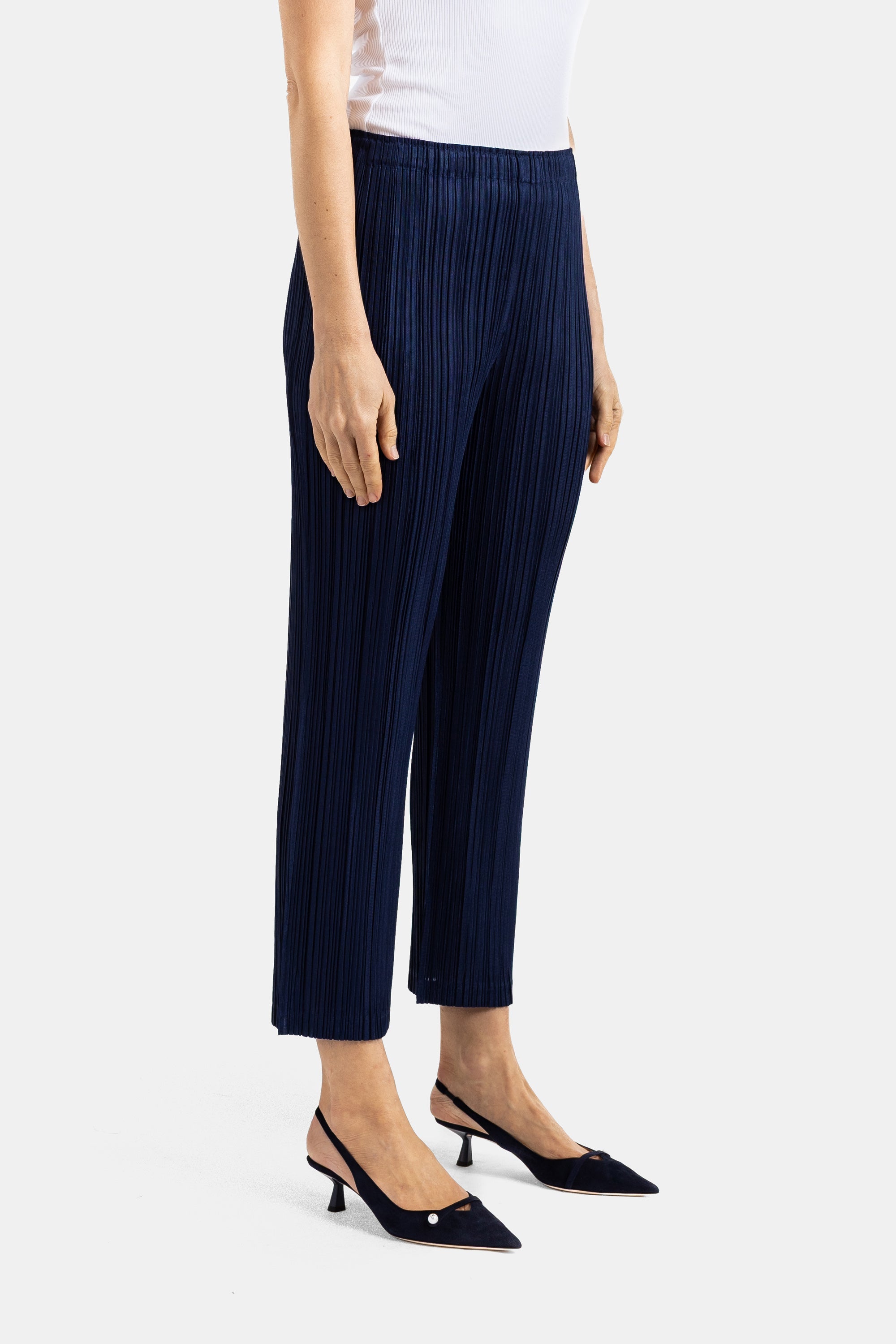 Pleats Please Issey Miyake Pleated Trousers — Navy, view 2